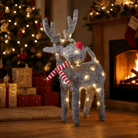 Three Kings LED Deer Three Kings Christmas Sparkly Rattan Cupid – reindeer Design