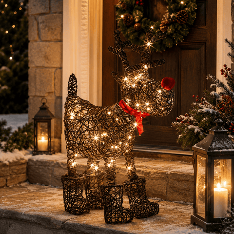 Three Kings LED Deer Three Kings Christmas Sparkly Rattan Rudolph – Reindeer Design