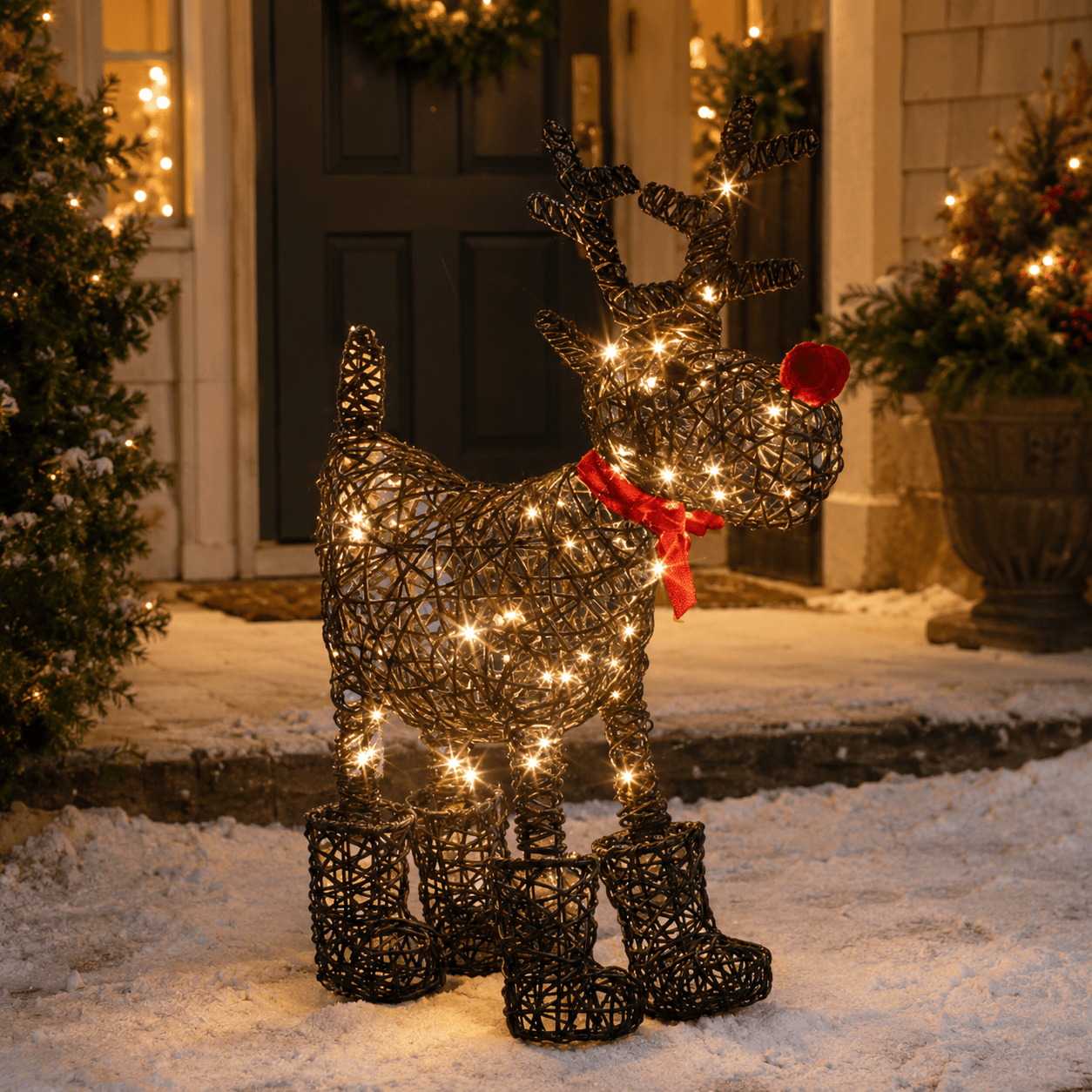 Three Kings LED Deer Three Kings Christmas Sparkly Rattan Rudolph – Reindeer Design