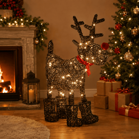Three Kings LED Deer Three Kings Christmas Sparkly Rattan Rudolph – Reindeer Design