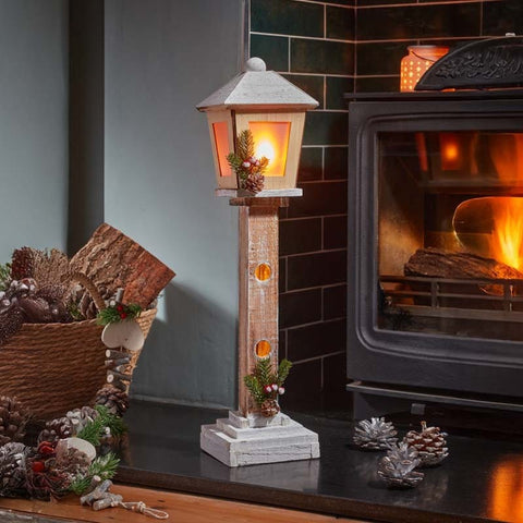 Trowell Garden Centre christmas wooden lit decoration Three Kings DecorWood CoolFlame Lamp Post Christmas Decoration