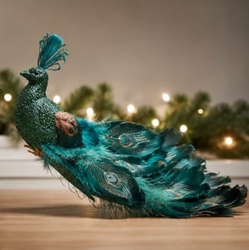 Three Kings Baubles Three Kings Emerald Clip On Peacock Christmas Decoration