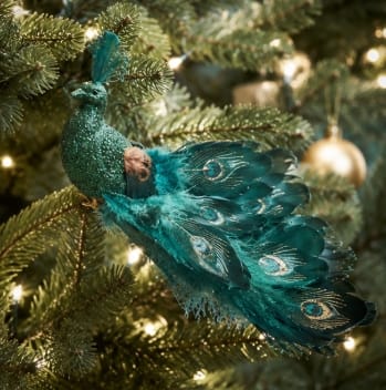 Three Kings Baubles Three Kings Emerald Clip On Peacock Christmas Decoration