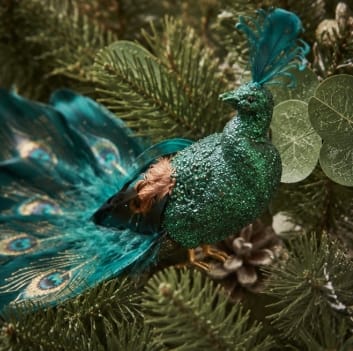 Three Kings Baubles Three Kings Emerald Clip On Peacock Christmas Decoration