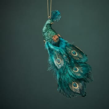 Three Kings Baubles Three Kings Emerald Clip On Peacock Christmas Decoration