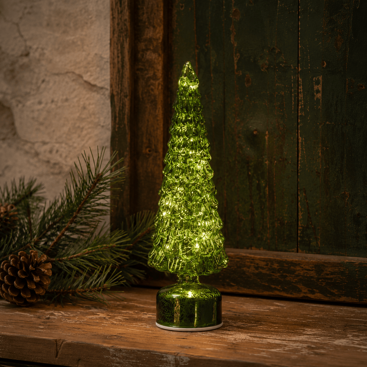 Three Kings LED Faux Trees Three Kings Emerald InLit Spinning WonderTree