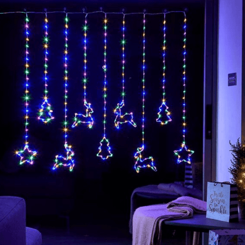 Three Kings Christmas Lit Decor Three Kings Festive Curtain Lights Multi