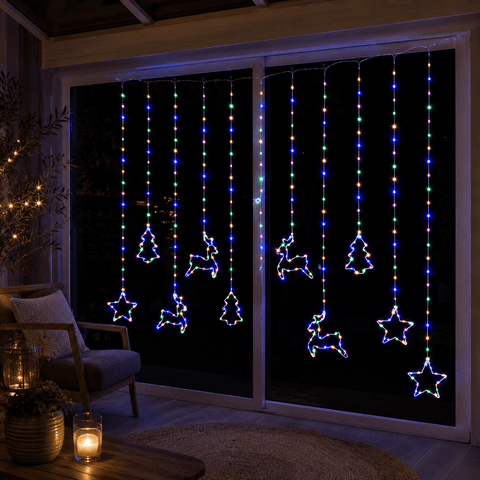 Three Kings LED Curtain Lights Three Kings Festive Curtain Lights Multi-coloured Christmas Decoration