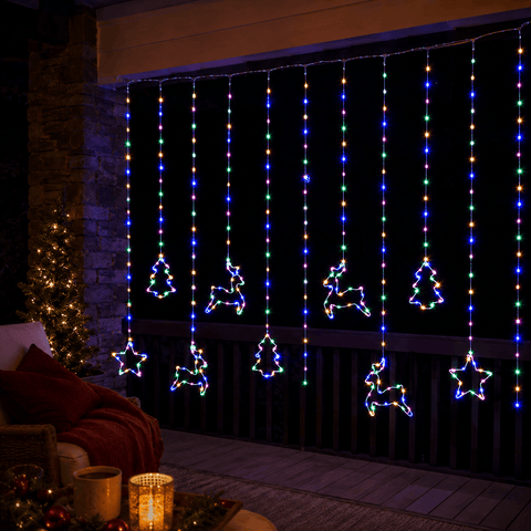 Three Kings LED Curtain Lights Three Kings Festive Curtain Lights Multi-coloured Christmas Decoration