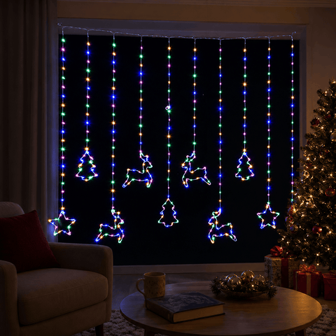 Three Kings LED Curtain Lights Three Kings Festive Curtain Lights Multi-coloured Christmas Decoration