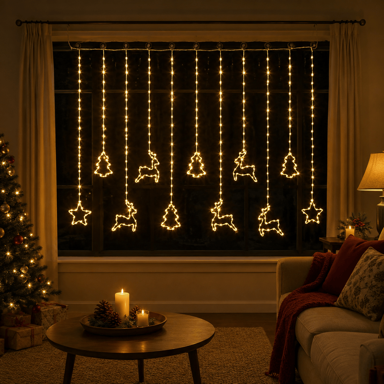 Three Kings LED Curtain Lights Three Kings Festive Curtain Lights Warm White Christmas Decoration