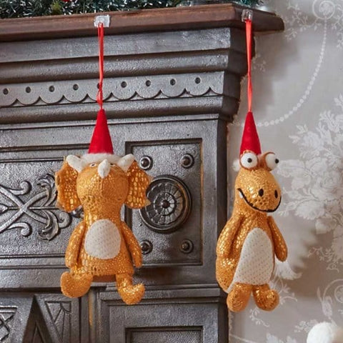 Three Kings Dinosaur Christmas Three Kings Festive Dino Pendant Gold