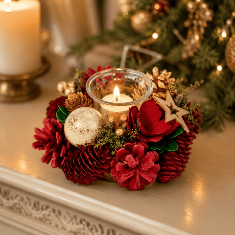 Three Kings Candle Holder Three Kings Festive Fir Solo Candle Holder 15cm