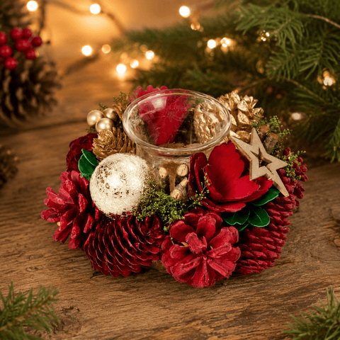 Three Kings Candle Holder Three Kings Festive Fir Solo Candle Holder 15cm