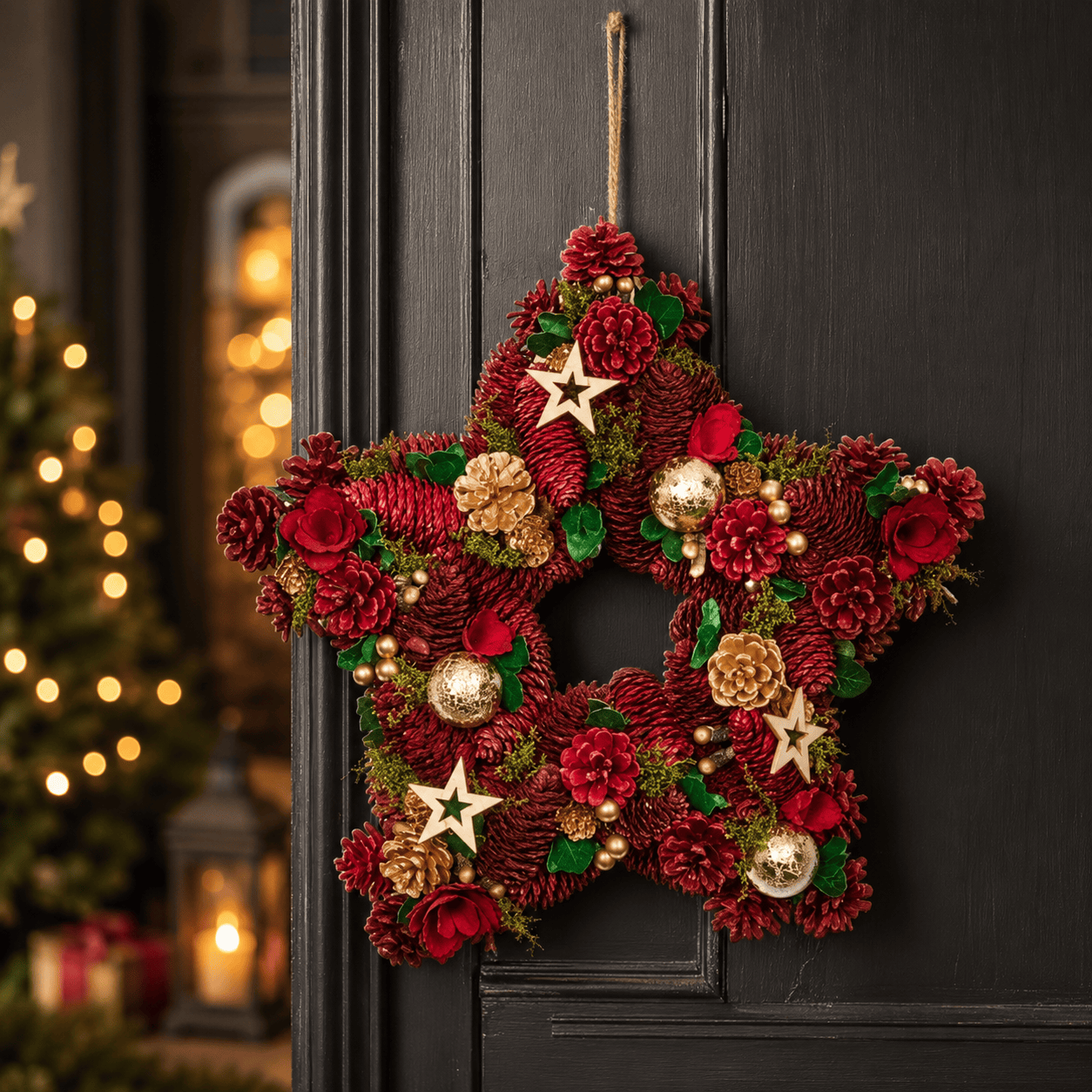 Three Kings Christmas Wreaths Three Kings Festive Fir Star Wreath – 35cm