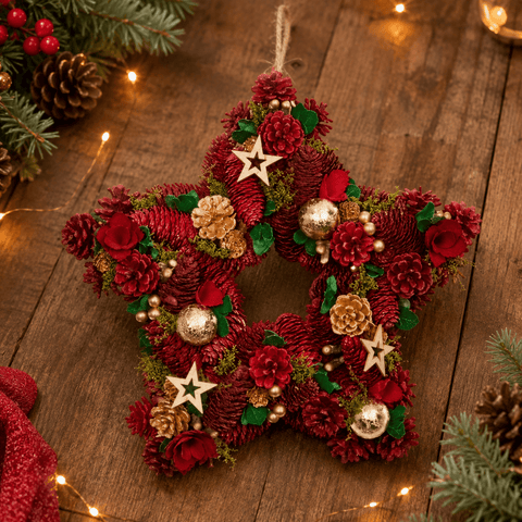 Three Kings Christmas Wreaths Three Kings Festive Fir Star Wreath – 35cm