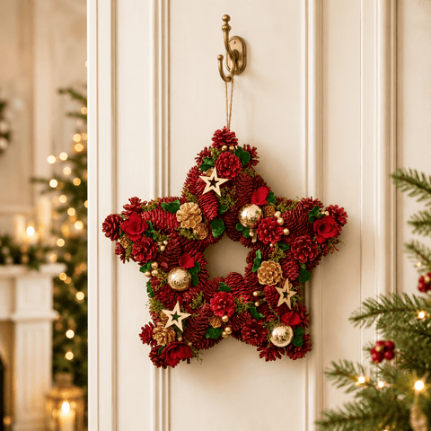 Three Kings Christmas Wreaths Three Kings Festive Fir Star Wreath – 35cm