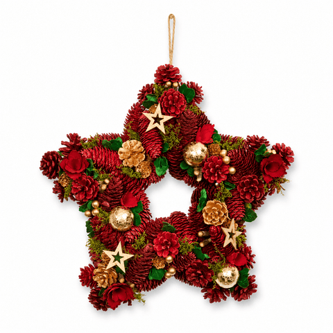 Three Kings Christmas Wreaths Three Kings Festive Fir Star Wreath – 35cm