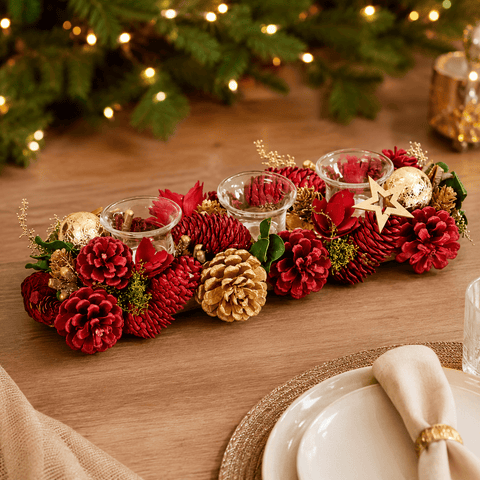 Three Kings Candle Holder Three Kings Festive Fir Trio Candle Holder 36cm
