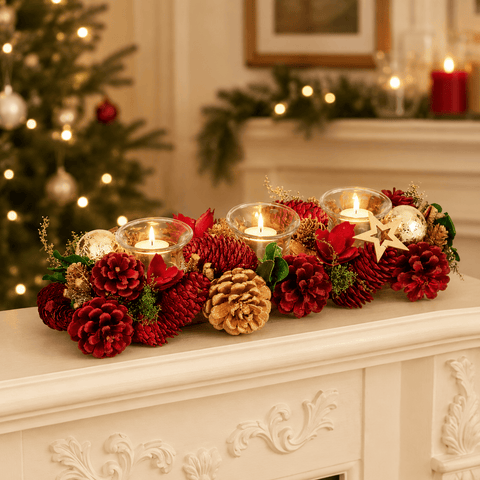 Three Kings Candle Holder Three Kings Festive Fir Trio Candle Holder 36cm