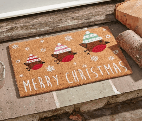 Three Kings Christmas Decor Three Kings Festive Robin Decoir Door Mat