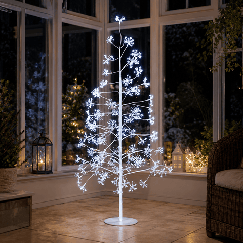 Three Kings Twig Trees Three Kings Frosted Twinkling Large Cool White LED Christmas Tree – 1.8m