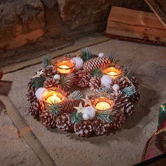 Three Kings Candle Holder Three Kings FrostPine Quartet Candle Holder 33cm