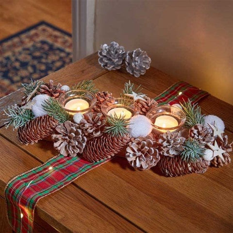 Three Kings Candle Holder Three Kings FrostPine Trio Candle Holder 36cm
