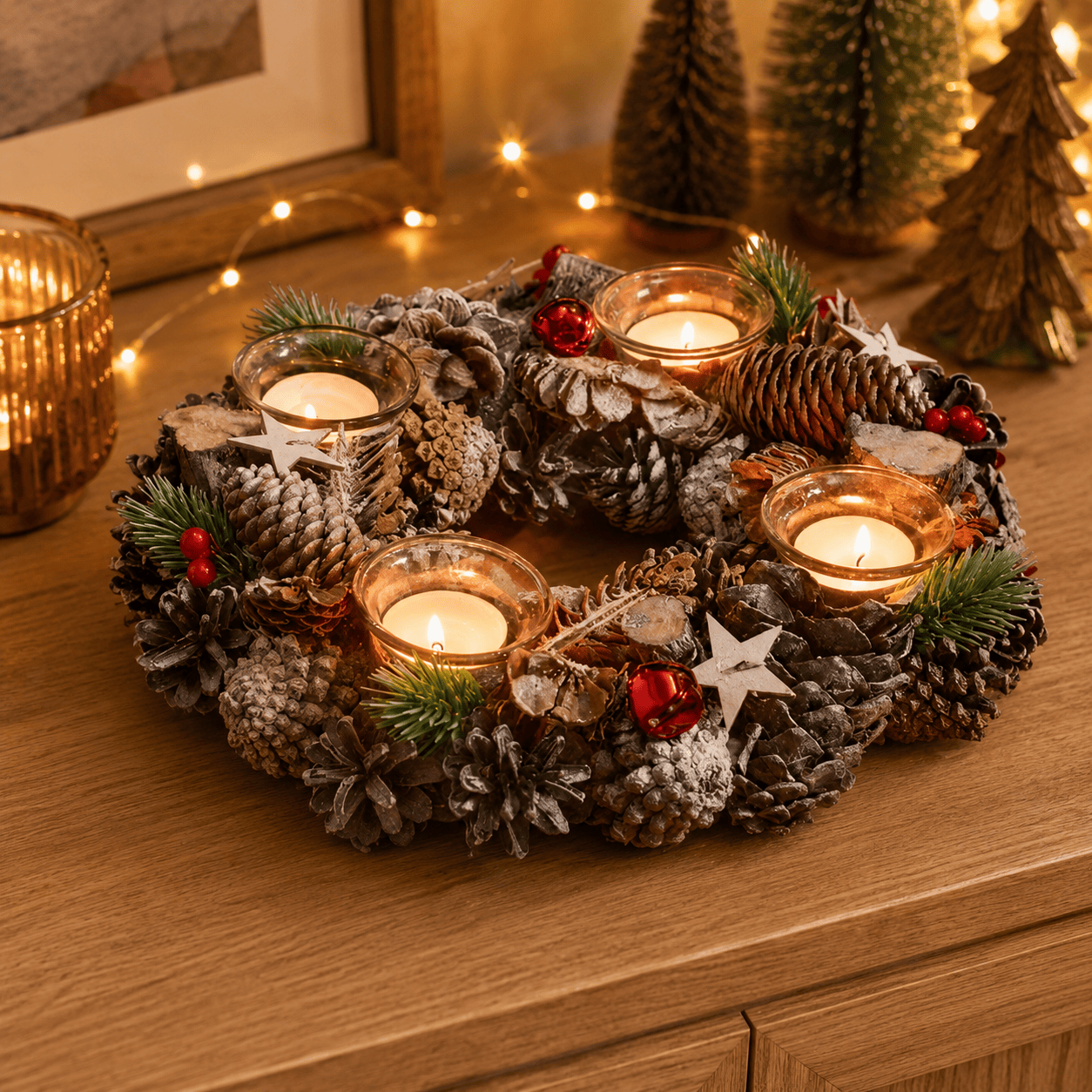 Three Kings Candle Holder Three Kings FrostStar Quartet Christmas Candle Holder – 33cm