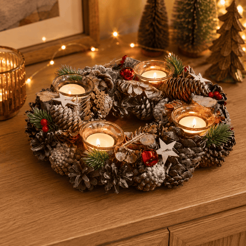 Three Kings Candle Holder Three Kings FrostStar Quartet Christmas Candle Holder – 33cm