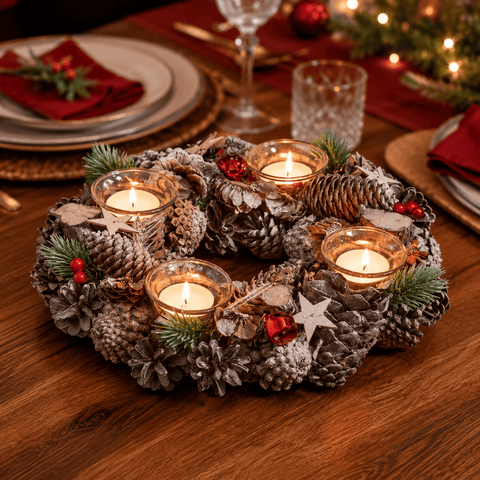 Three Kings Candle Holder Three Kings FrostStar Quartet Christmas Candle Holder – 33cm