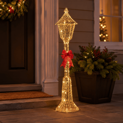 Three Kings LED Lamp Post Three Kings GlitterTwist Lamp Post Christmas Decoration – 1.2m