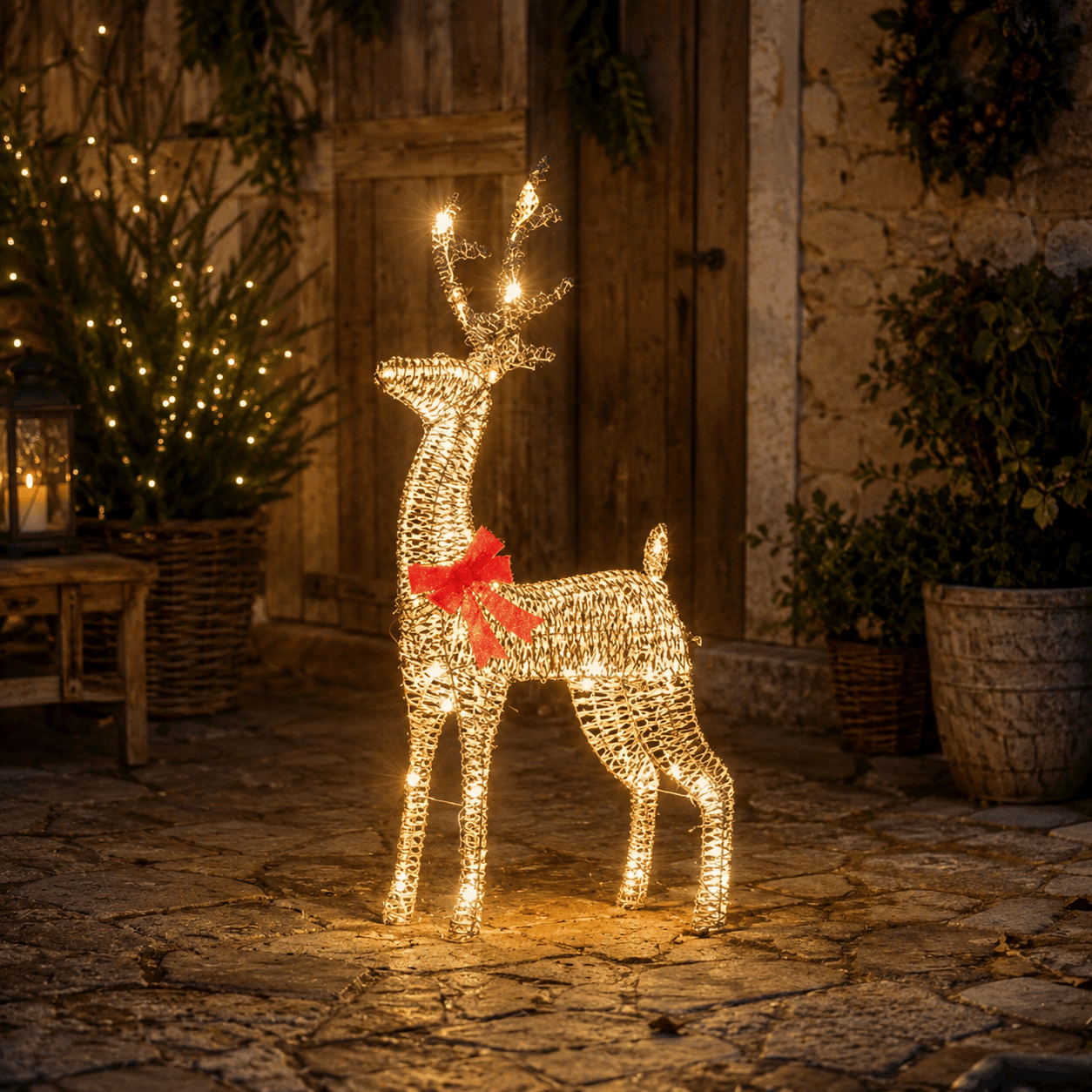 Three Kings LED Deer Three Kings GlitterTwist Lit Reindeer Christmas Decoration