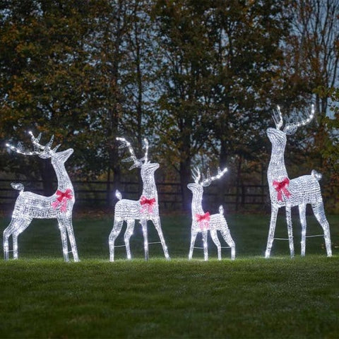 Three Kings LED Deer Three Kings GlitterTwist Lit Reindeer Silver 140cm