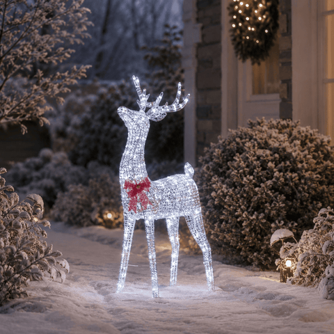 Three Kings LED Deer Three Kings GlitterTwist Lit Silver Reindeer Christmas Decoration – 80cm