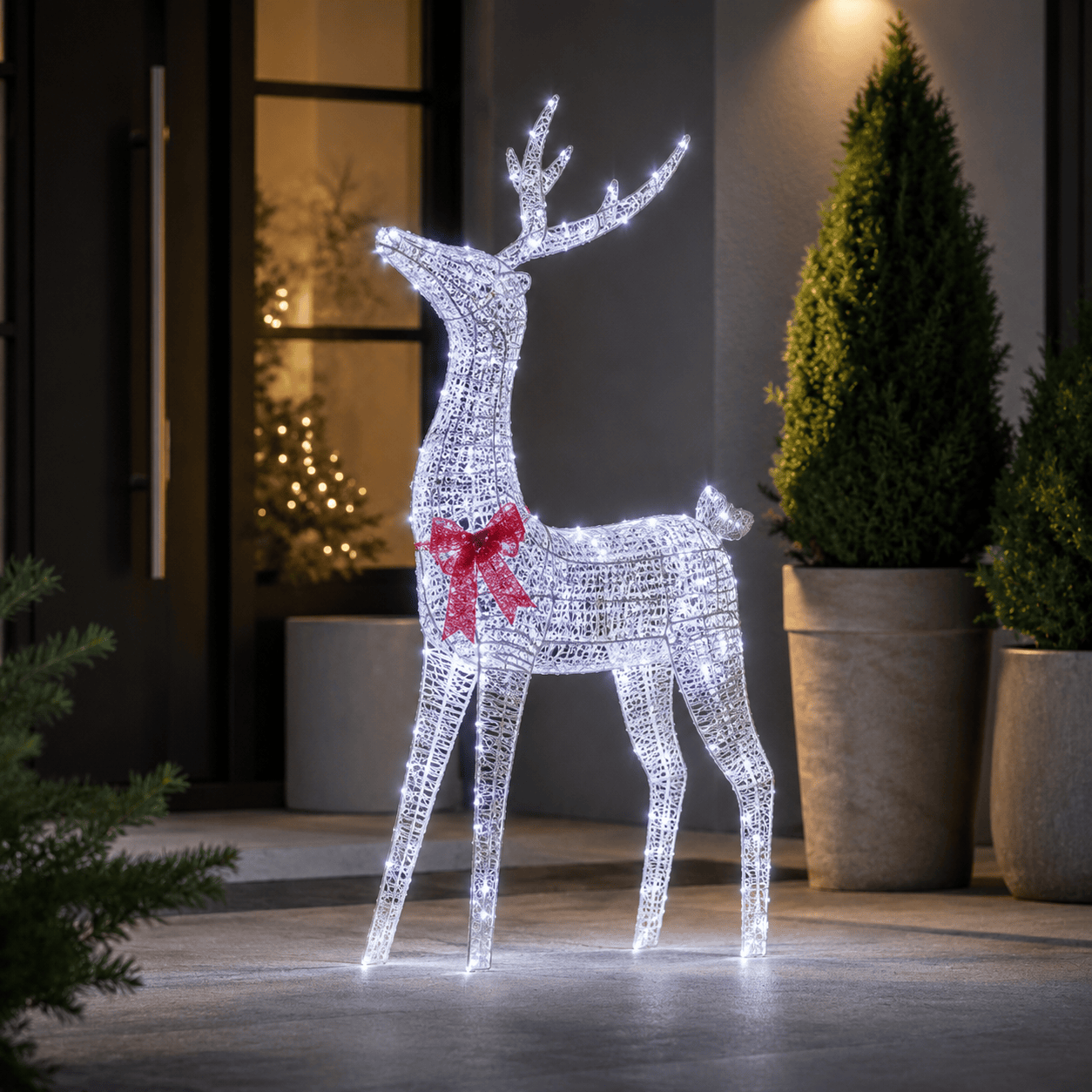 Three Kings LED Deer Three Kings GlitterTwist Lit Silver Reindeer Christmas Decoration – 80cm