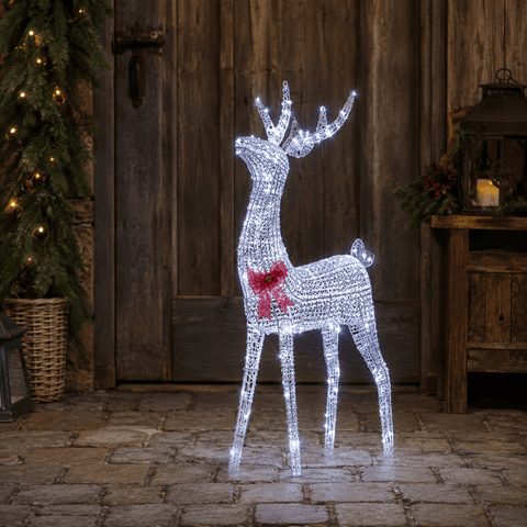 Three Kings LED Deer Three Kings GlitterTwist Lit Silver Reindeer Christmas Decoration – 80cm