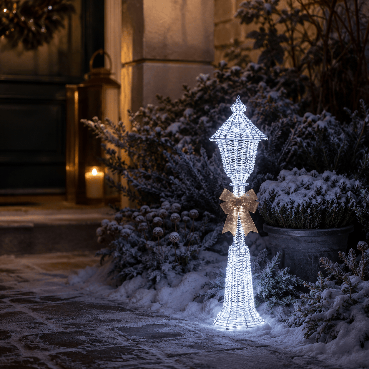 Three Kings Led Lamp Post Three Kings GlitterTwist Silver Lamp Post Christmas Decoration – 1.2m