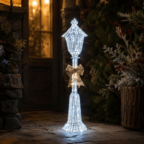 Three Kings Led Lamp Post Three Kings GlitterTwist Silver Lamp Post Christmas Decoration – 1.2m