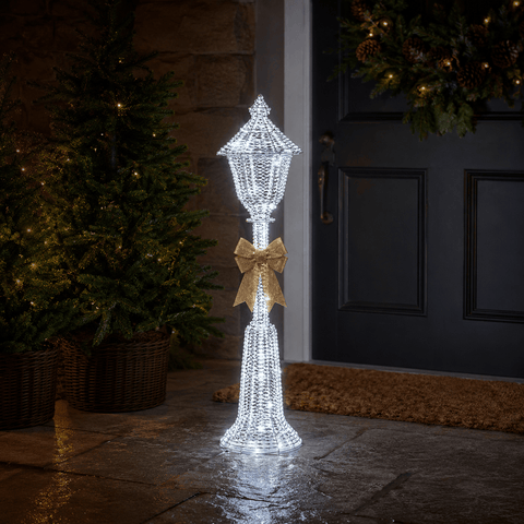 Three Kings Led Lamp Post Three Kings GlitterTwist Silver Lamp Post Christmas Decoration – 1.2m