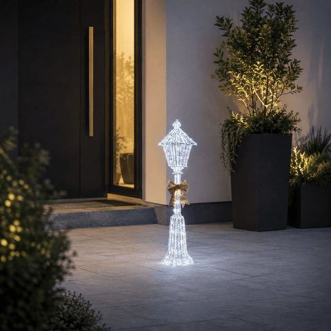 Three Kings Led Lamp Post Three Kings GlitterTwist Silver Lamp Post Christmas Decoration – 1.2m