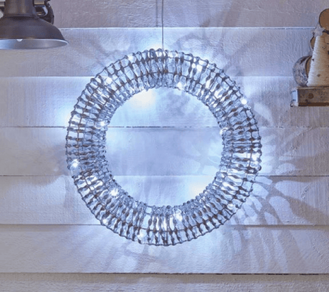 Three Kings Wreaths & Garlands Three Kings GlitterTwist Silver Lit Wreath Large