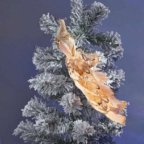 Three Kings Baubles Three Kings Gold Clip On Peacock Christmas Decoration