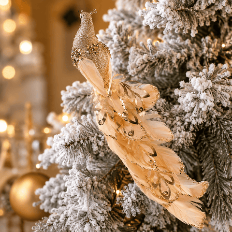 Three Kings Baubles Three Kings Gold Clip On Peacock Christmas Decoration