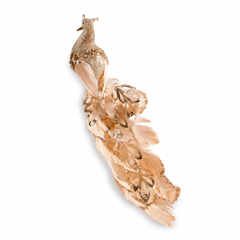Three Kings Baubles Three Kings Gold Clip On Peacock Christmas Decoration