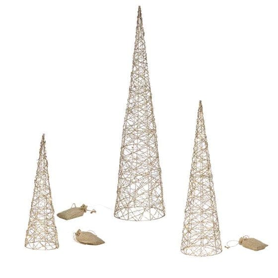 Three Kings LED Mesh Trees Three Kings Gold Weave Treebelisks - Set of 3