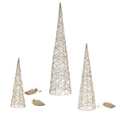 Three Kings LED Mesh Trees Three Kings Gold Weave Treebelisks - Set of 3