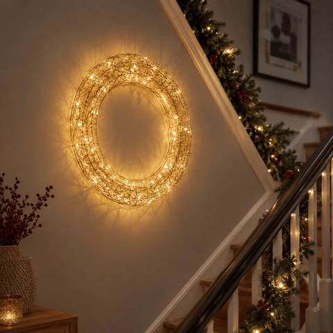 Three Kings LED Wreaths Three Kings Gold Weave Wreath – 40cm