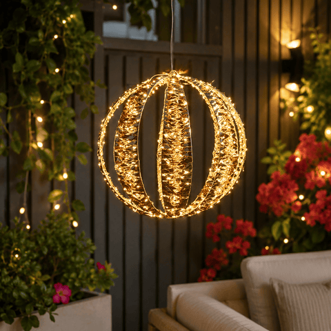 Three Kings LED Orbs & Globes Three Kings GoldTwist Globe Christmas Decoration – 30cm