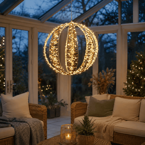 Three Kings LED Orbs & Globes Three Kings GoldTwist Globe Christmas Decoration – 30cm
